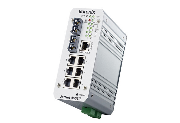 Ethernet kytkin hallittu JetNet 4508if-mw 6 + 2xMMF porttia -40~70℃ DIN