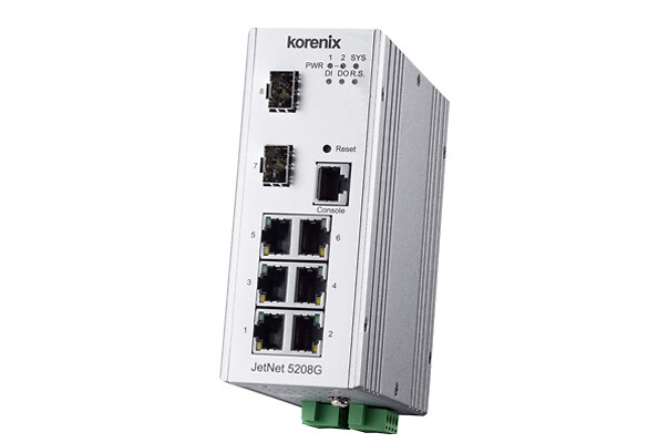 Ethernet kytkin hallittu JetNet 5208G-2F 6G porttia + 2xSFP porttia -40~75°C