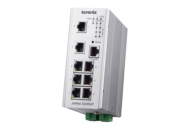 Ethernet kytkin hallittu JetNet 5208GP 8G porttia PoE -40~75°C