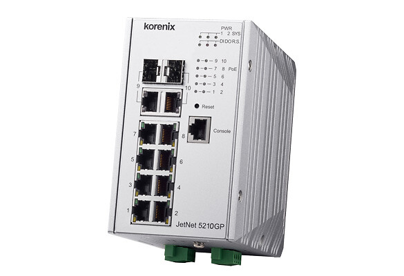 Ethernet kytkin hallittu JetNet 5210GP-2C 8G + 2xcombo porttia PoE -40~75°C