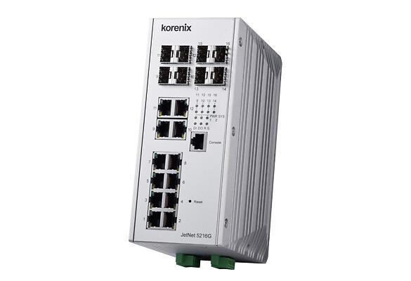 Ethernet kytkin hallittu JetNet 5216G-4C4F 8G+4xCom.+4xSFP port -40 ~ 75 °C, DIN