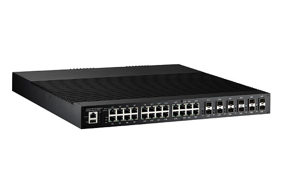 Ethernet kytkin JetNet 6828Gf-2AC-EU 28G porttia L3 rack AC EU