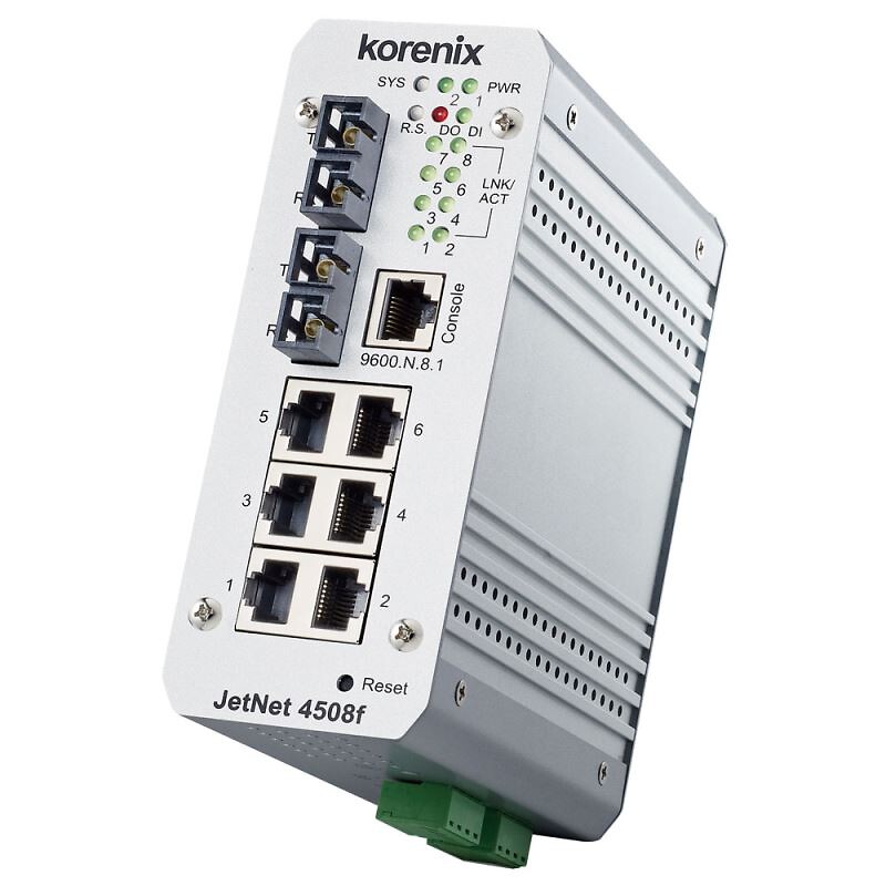Ethernet kytkin hallittu JetNet 4508f-sw 6 + 2x 100Base-FX SMF porttia DIN