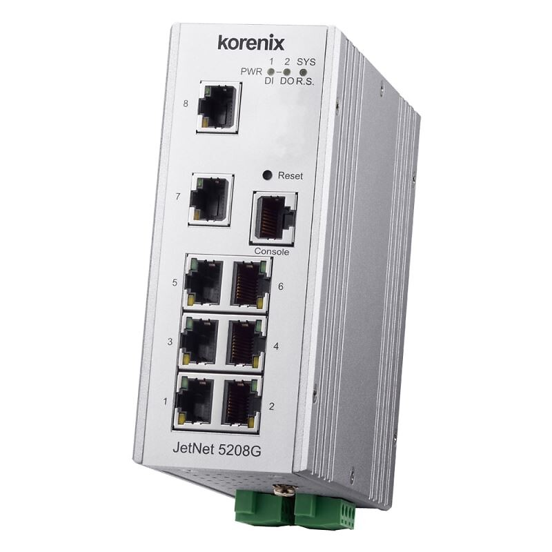 Ethernet kytkin hallittu JetNet 5208G 8G porttia -40~75°C, DIN