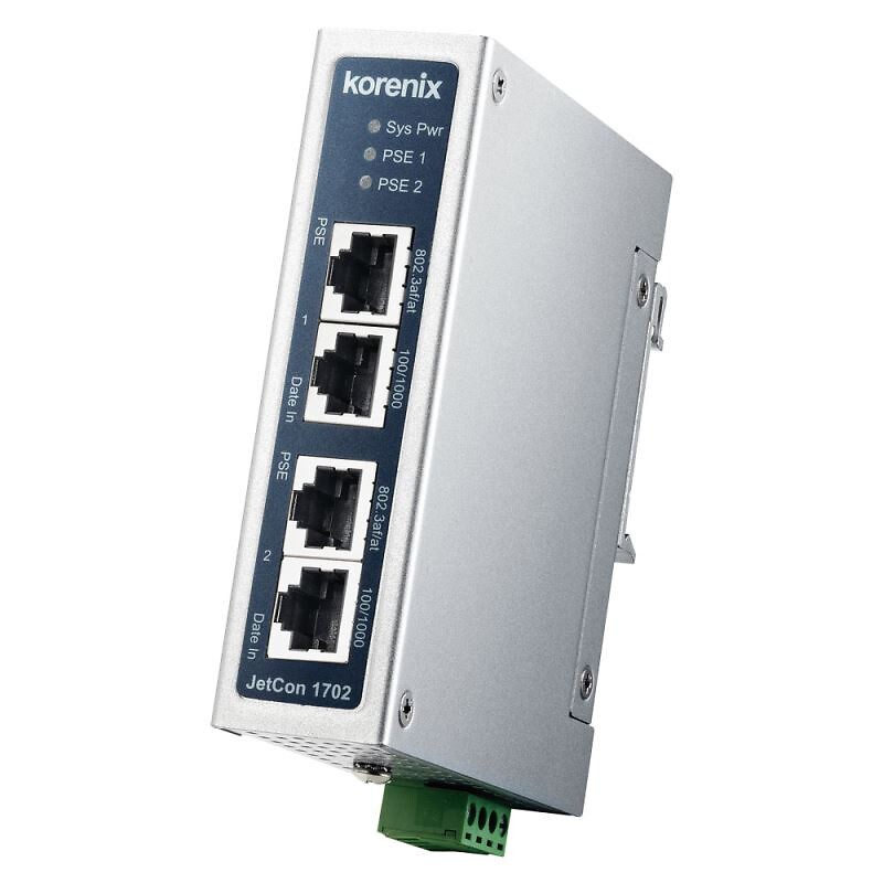 PoE-injektori JetCon 1702-B 2-port. Gb HP, Alt. B, -40~75°C
