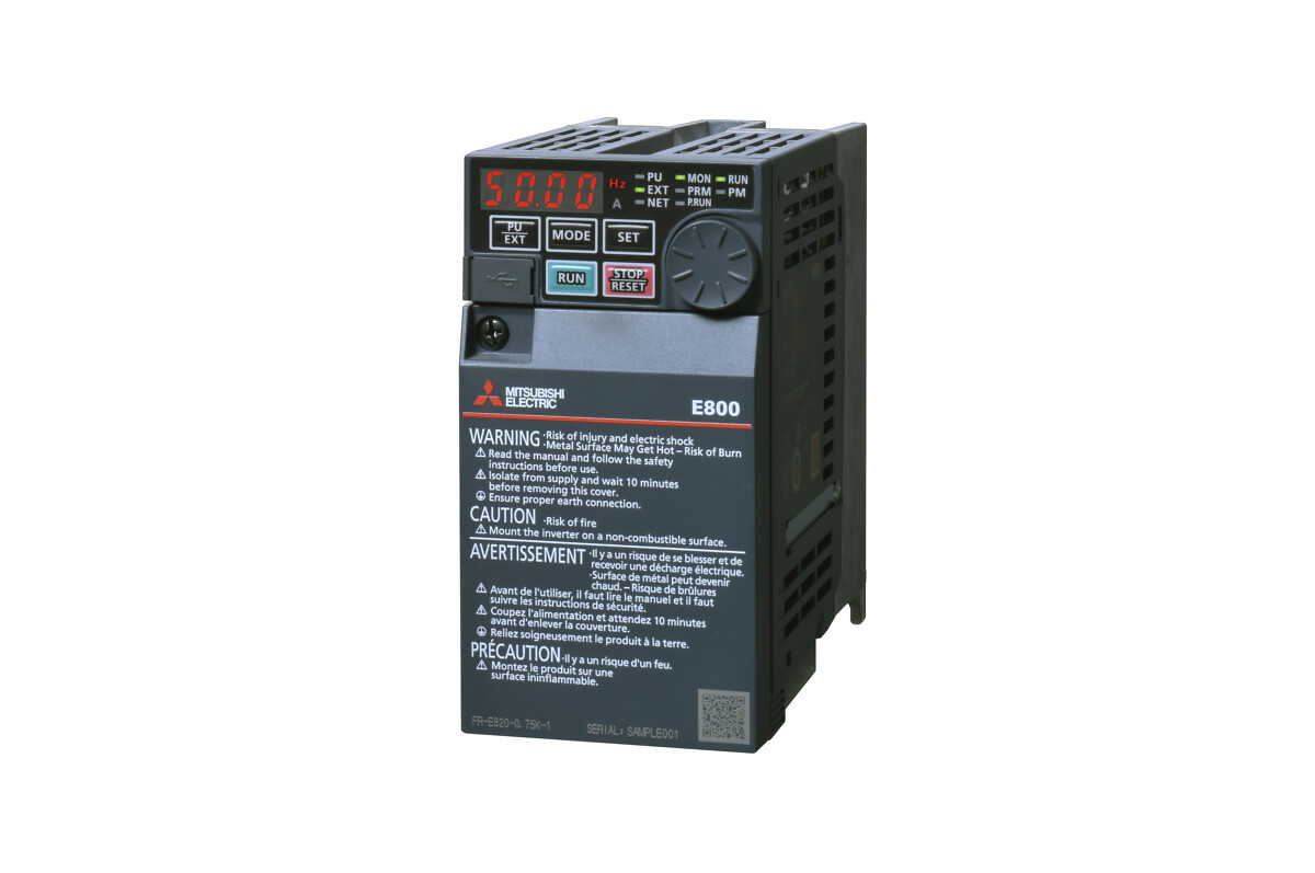 Taajuusmuuttaja FR-E820-0050-4-60 3x200VAC  5.0A  0.75kW RS-485 IP20