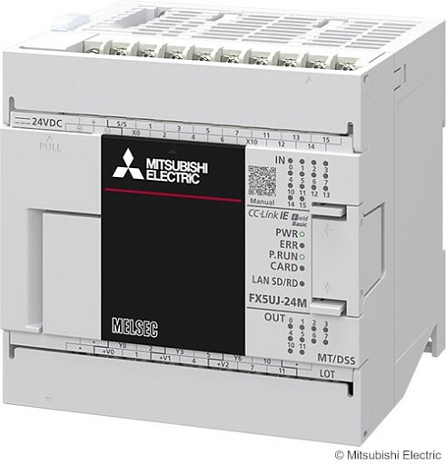 FX5UJ-24MT/DSS perusyksikkö 14 tuloa 10 tr.lähtöä Ethernet SD USB DC-syöttö