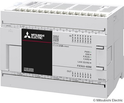 FX5UJ-40MR/DS perusyksikkö 24 tuloa 16 relelähtöä Ethernet SD USB DC-syöttö