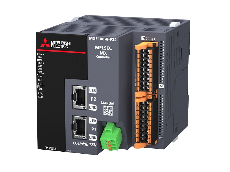MXF100-8-P32 CPU 8 aks. ohjaus 16 tuloa 16 transistorilähtöä source USB C TSN SD