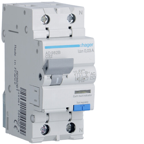 RVK + kaitselüliti 1P+N, 6kA, C-32A, 30mA, tüüp AC