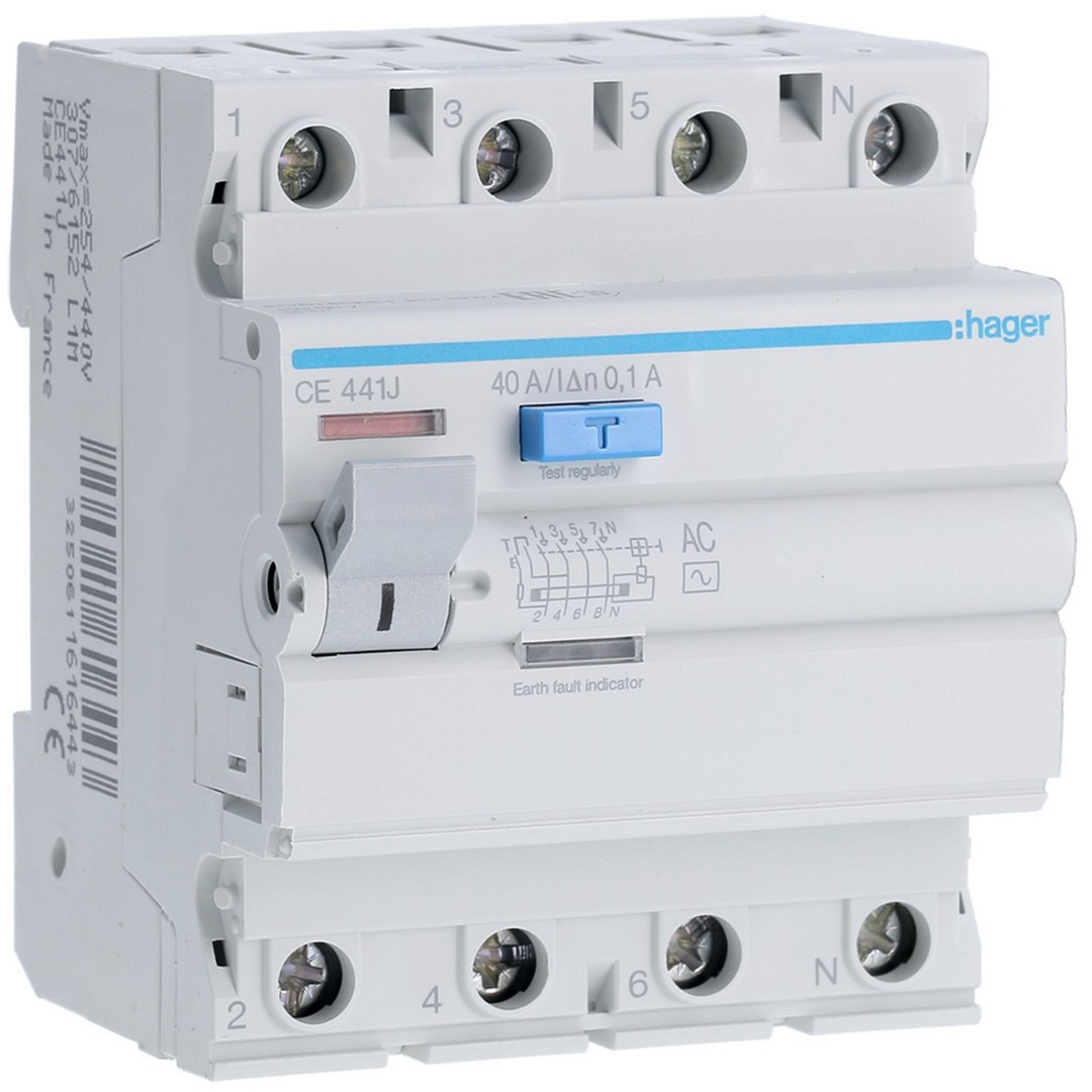 Rikkevoolukaitse 4P, 40A, 100mA, AC