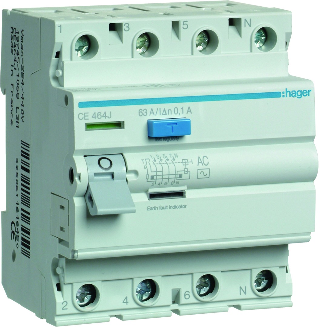 Rikkevoolukaitse 4P, 63A, 100mA, AC