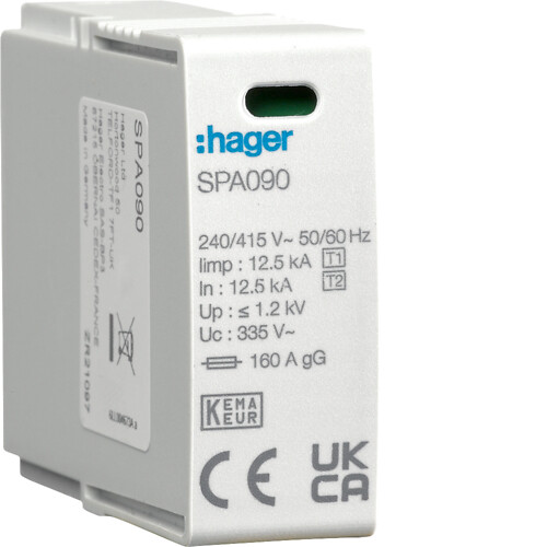 Ülepingekaitse moodul SPAxxx, T1+T2, 1P, 12,5kA