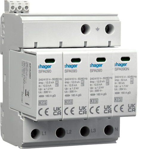Ülepingekaitse T1+T2, 50kA, 4P, TNS/TT, signaalkontakt