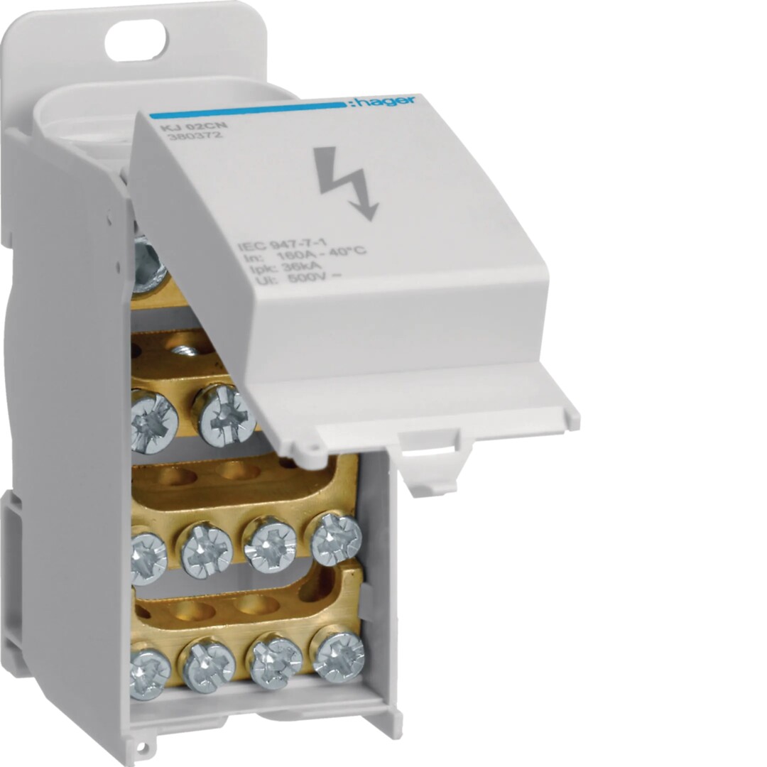 Jaotusklemm 1P, 160A, 2x 25-70 mm²/ 3×2,5-25 mm²/ 8×1,5-16 mm²