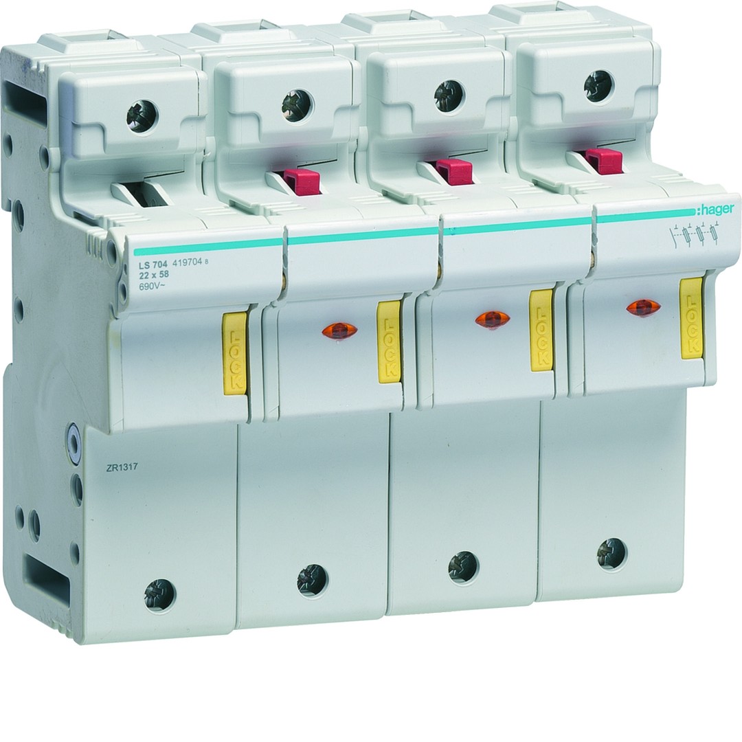 Sulari alus 3L+N, 22×58 mm, 125A, 4 faasi, 8 moodulit