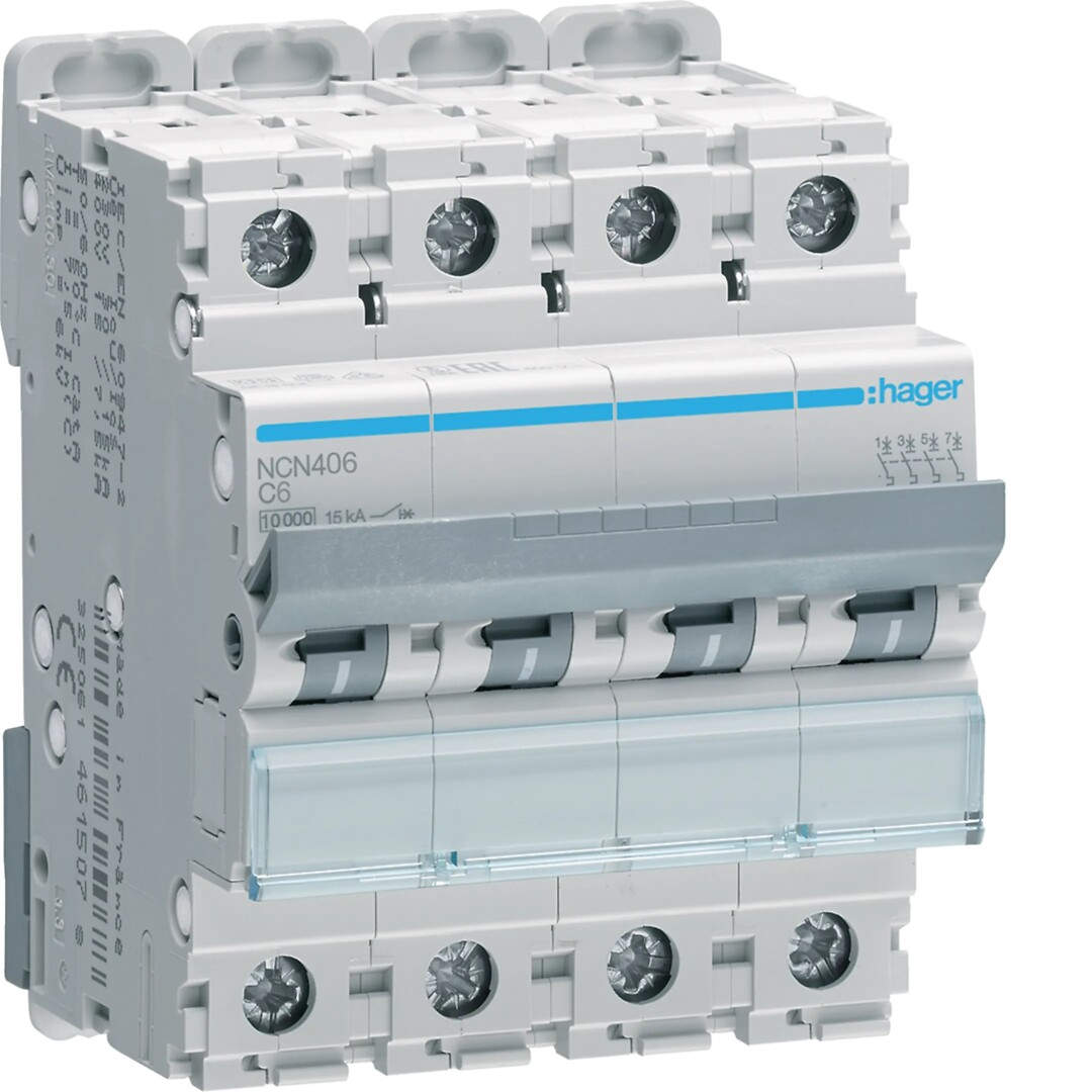 Kaitselüliti 4P, 10kA, C-6A, 4 moodulit
