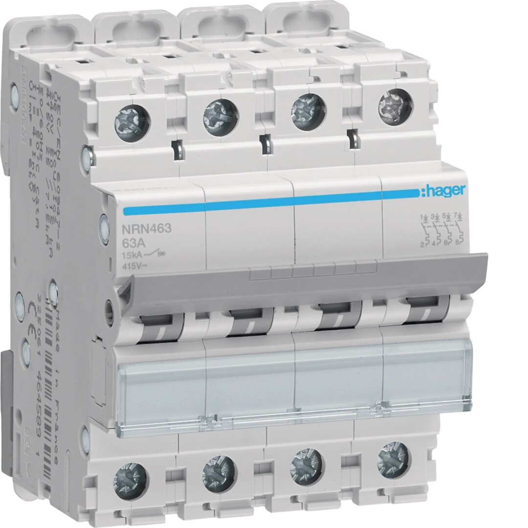 Kaitselüliti 4P, 15kA, C-63A, 4 moodulit