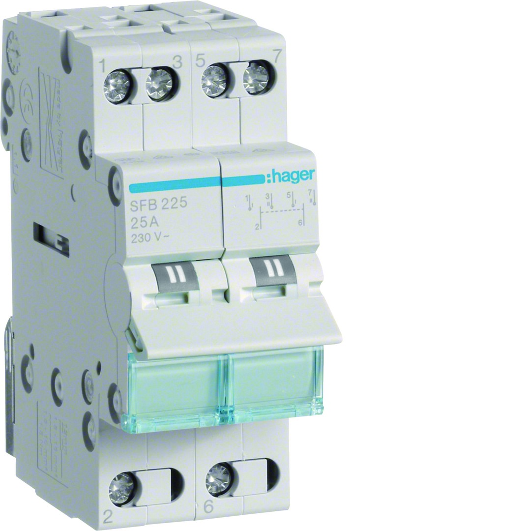 Ümberlüliti I-0-II, 2P, 25A, 230VAC, 2 mod (16/10mm²)