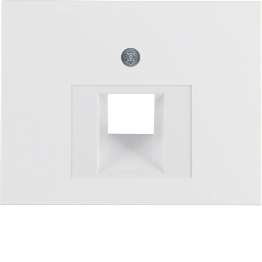 Centrinė plokštė FCC lizdui, RJ45, Berker K1/K5, balta blizgi