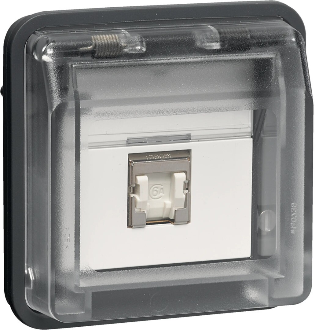 Kompiuterio lizdas, FCC RJ45, 6a kat., p/t, IP55, Berker , baltas matinis