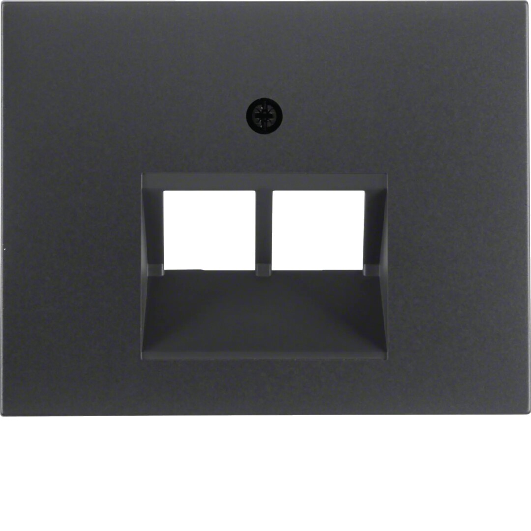Centrinė plokštė FCC lizdui, RJ45x2, Berker K1/K5, antracito matinė