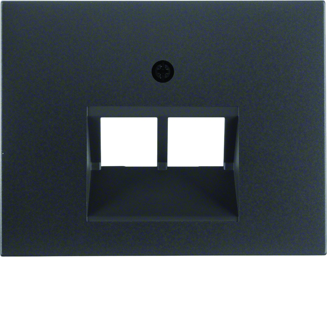 Centrinė plokštė FCC lizdui, RJ45x2, Berker K1/K5, antracito matinė