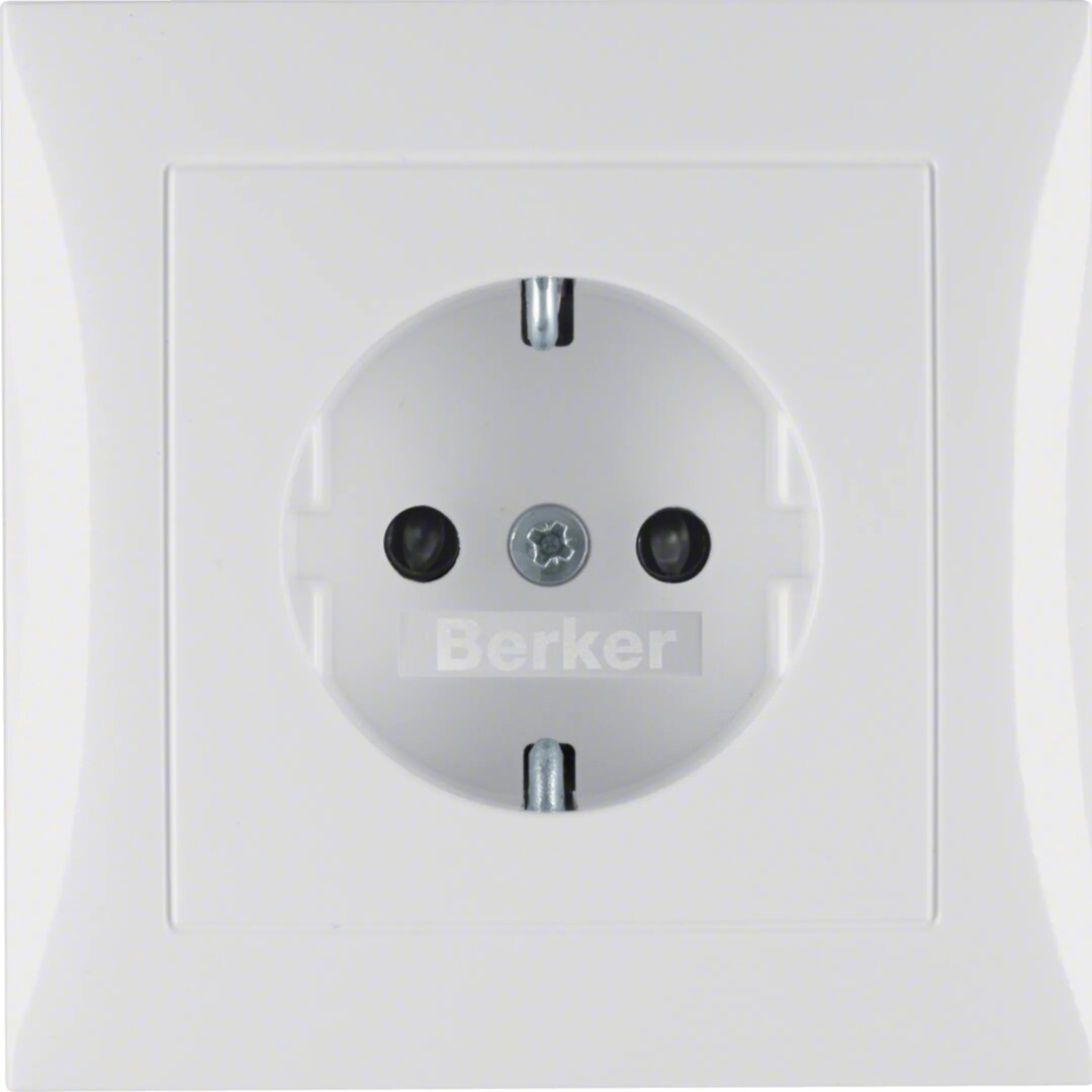 Schuko lizdas su rėmeliu QC Berker S1, baltas blizgus