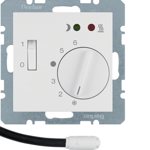 Termostatas su NO kontaktu, Berker S1/B3/B7, baltas blizgus