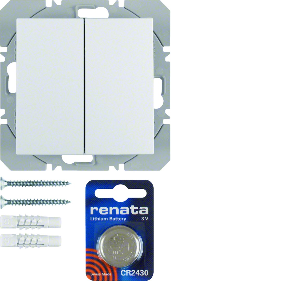 KNX radijo siųstuvas, 2 klavišai, Berker S1/B3/B7, KNX Radio, baltas blizgus