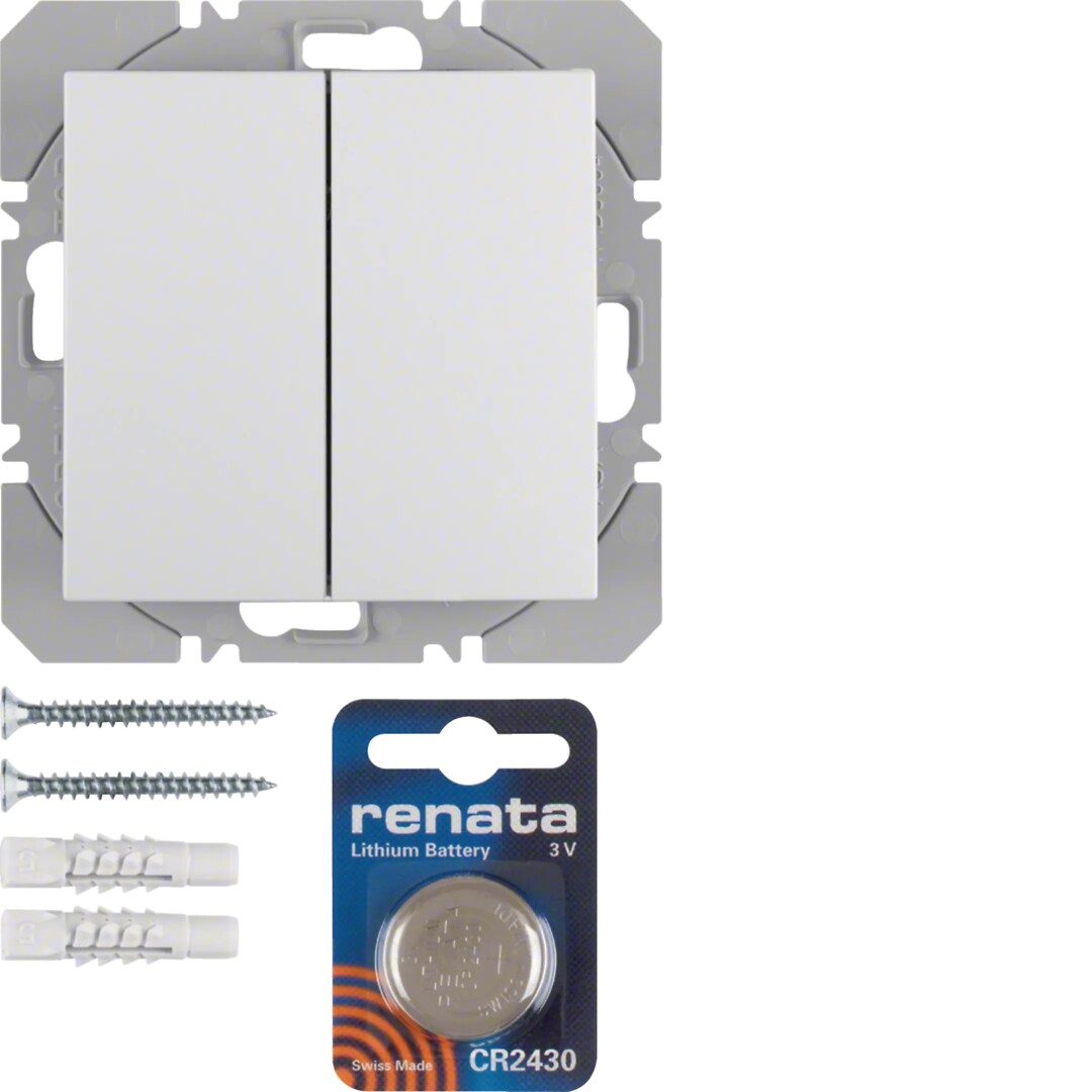 KNX radijo siųstuvas, 2 klavišai, Berker S1/B3/B7, KNX Radio, baltas blizgus
