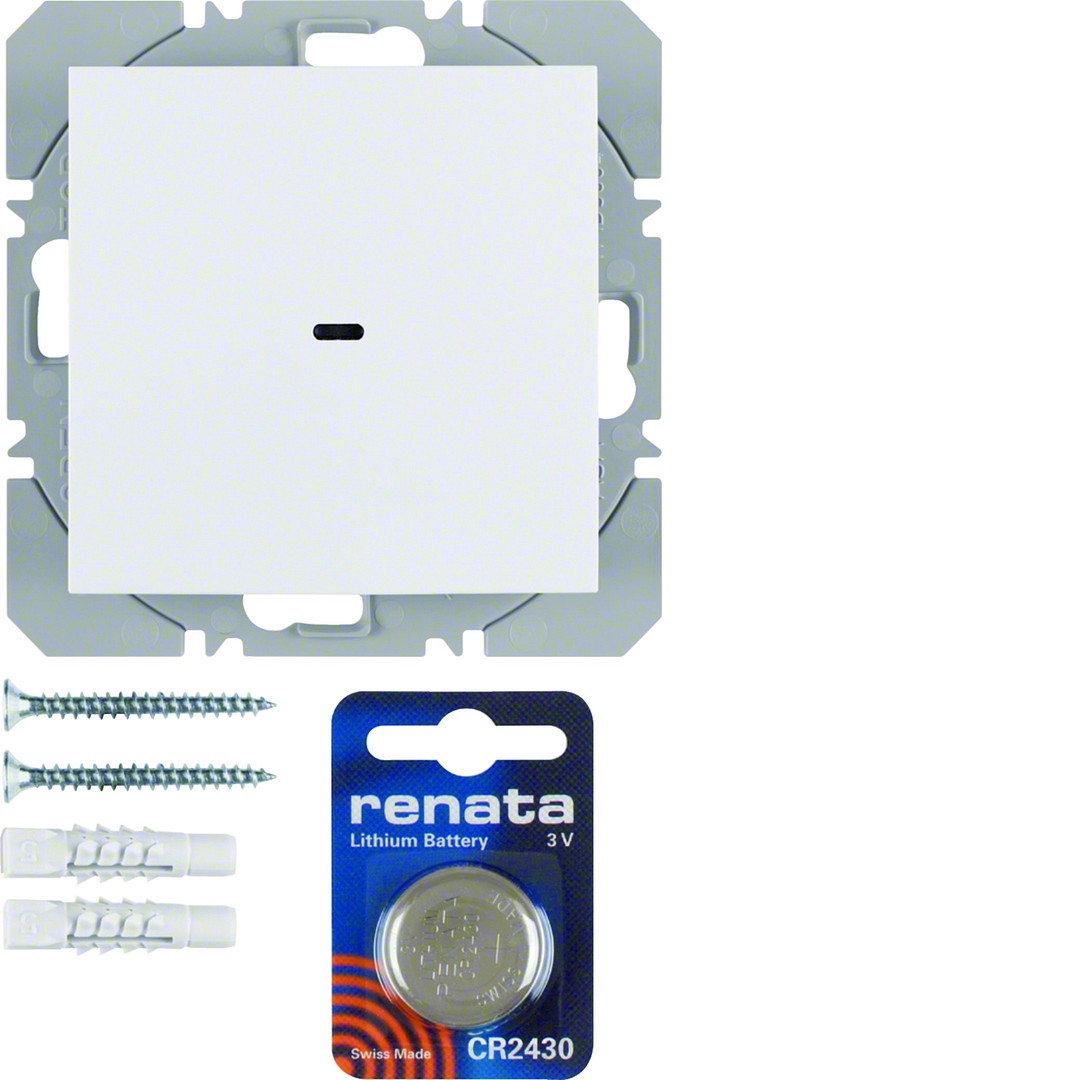 KNX radijo siųstuvas, 1 klavišas, Berker S1/B3/B7, KNX Radio, baltas blizgus