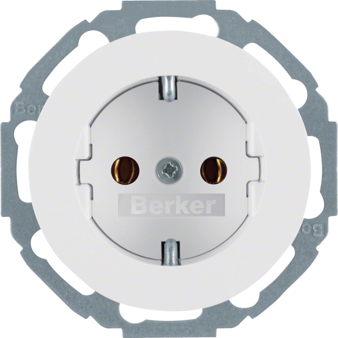 Schuko lizdas QC, Berker R.Classic, baltas blizgus