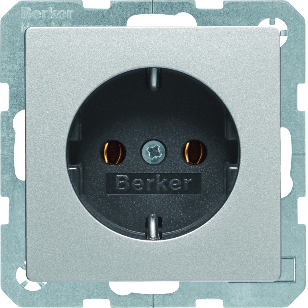 Schuko lizdas QC, Berker Q1/Q3, aliuminio velvetas