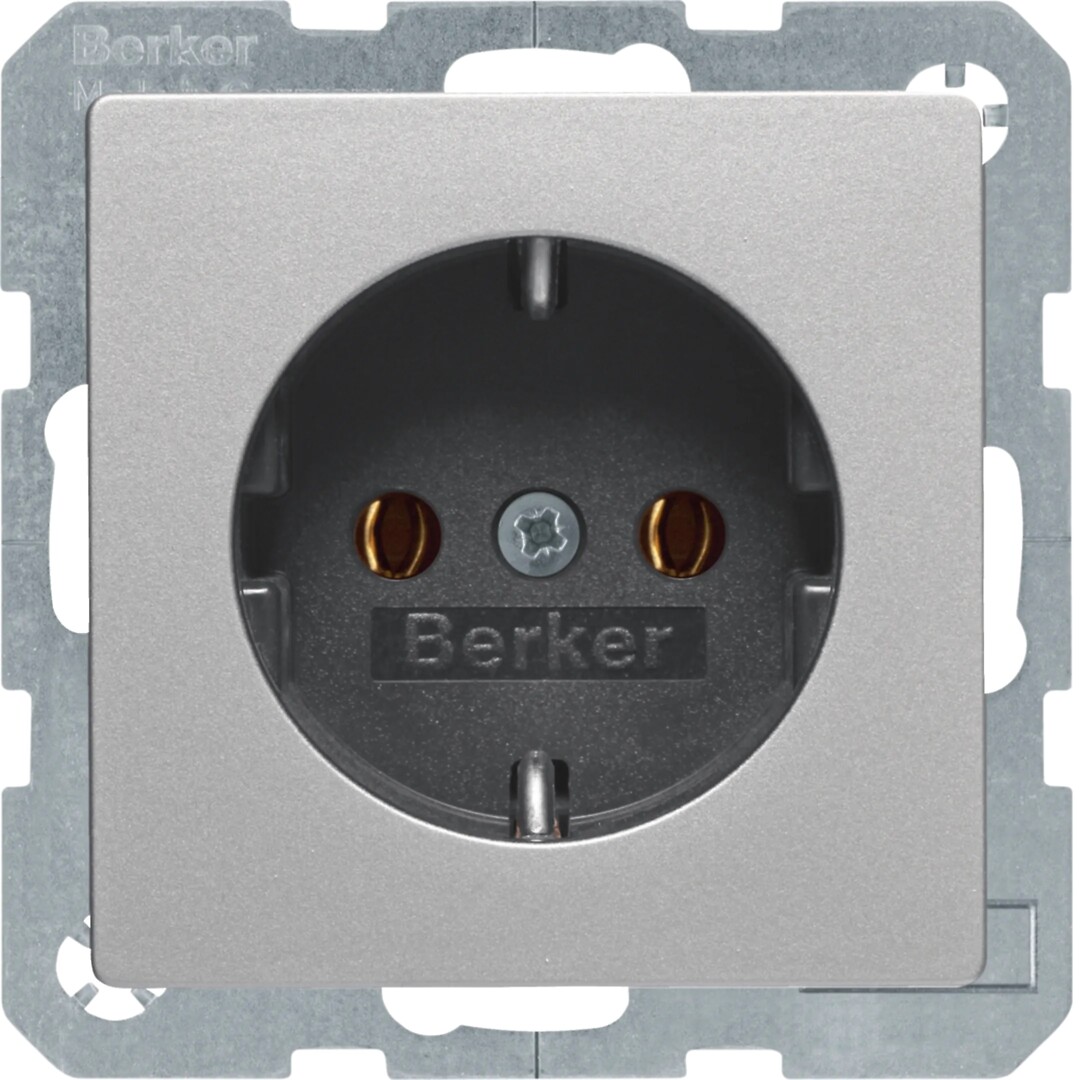 Schuko lizdas QC, Berker Q1/Q3, aliuminio velvetas