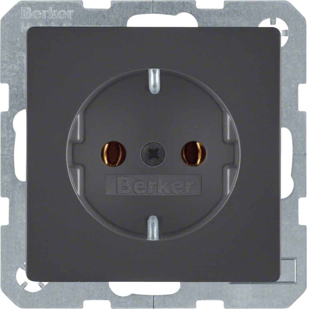 Schuko lizdas QC, Berker Q1/Q3, lakuotas antracito velvetas