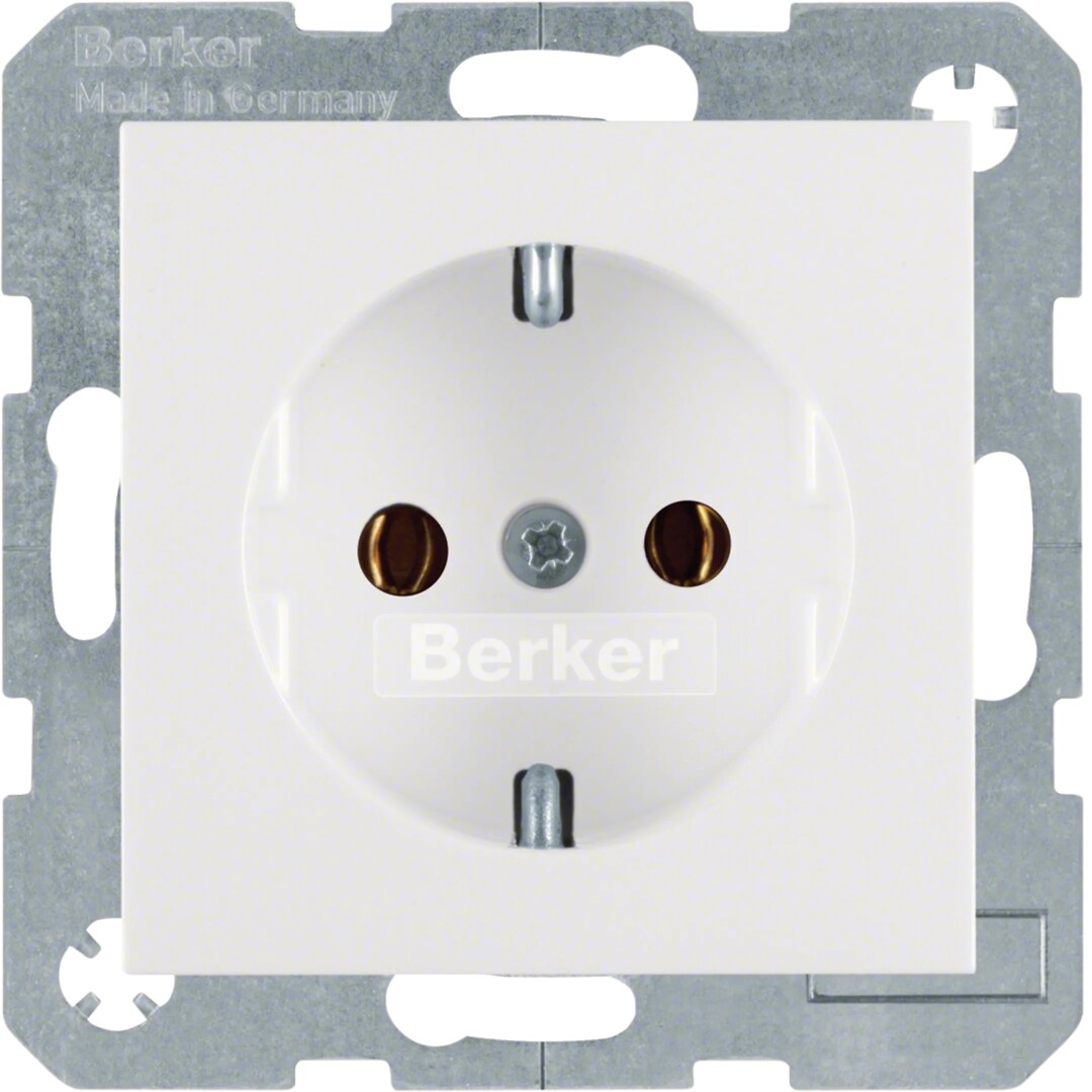 Schuko lizdas QC Berker S1/B3/B7 baltas blizgus