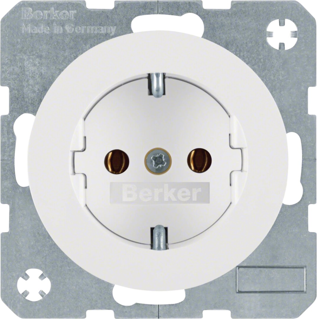 Schuko lizdas QC, Berker R1/R3/R8, baltas blizgus