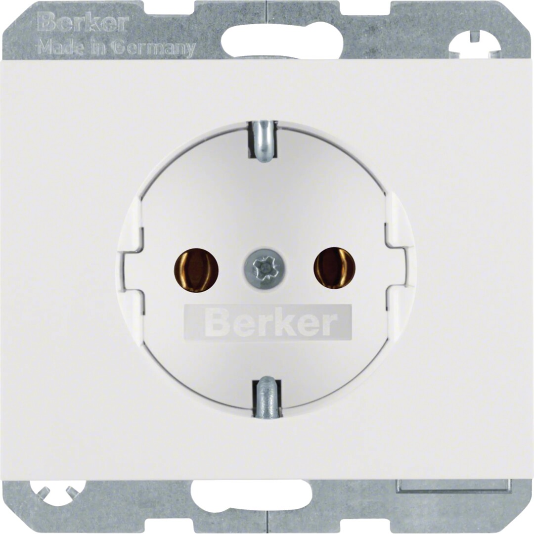 Schuko lizdas QC Berker K1, baltas blizgus