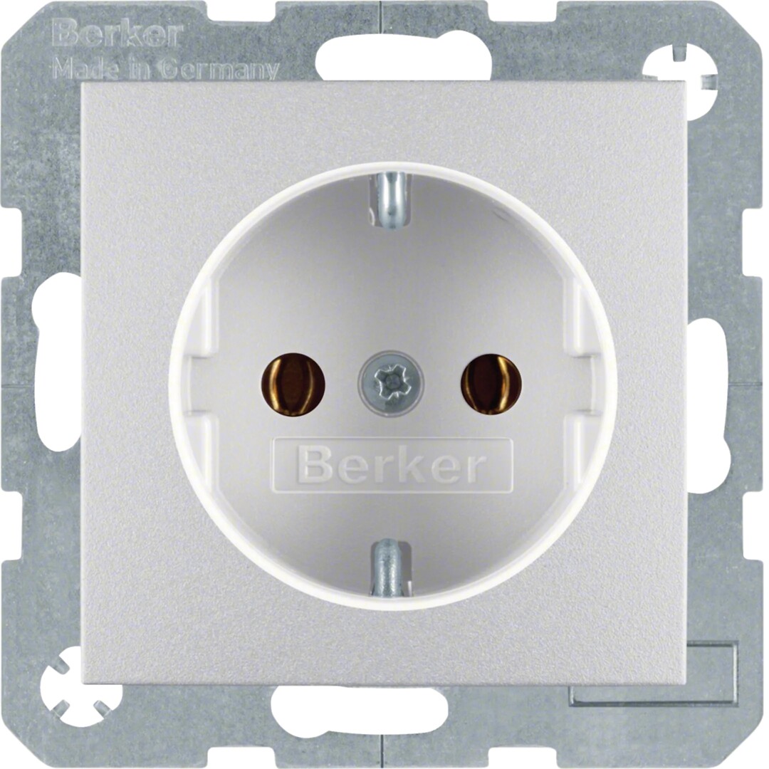Schuko lizdas su varžtiniu užspaudėju, Berker S1/B3/B7, matinis aliuminis