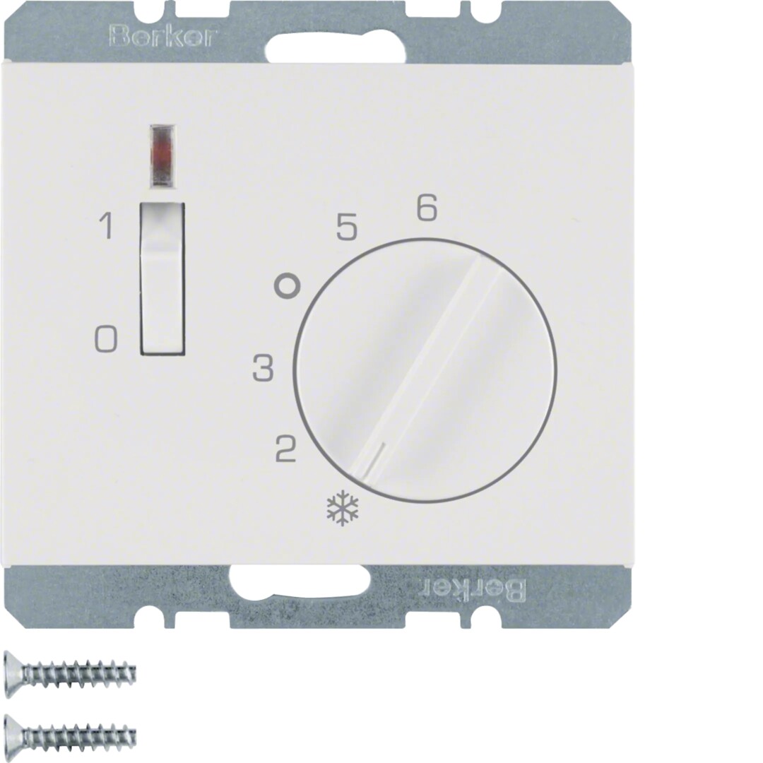 Termostatas su centrine plokšte ir LED, NC kontaktas K1/K5 baltas blizgus