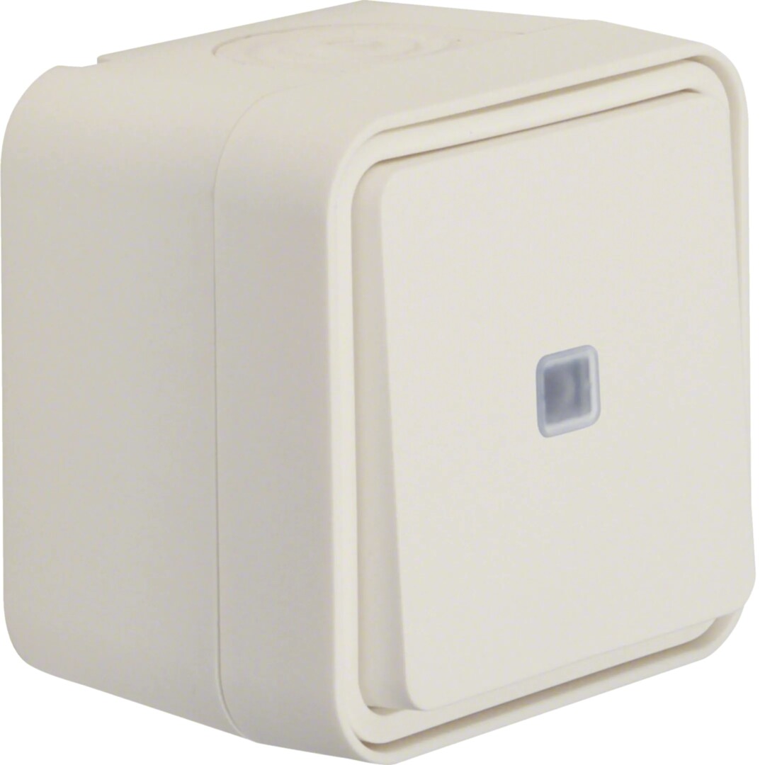 WNC003B Perjungiklis v/t su raudona LED lempute, IP55, baltas matinis