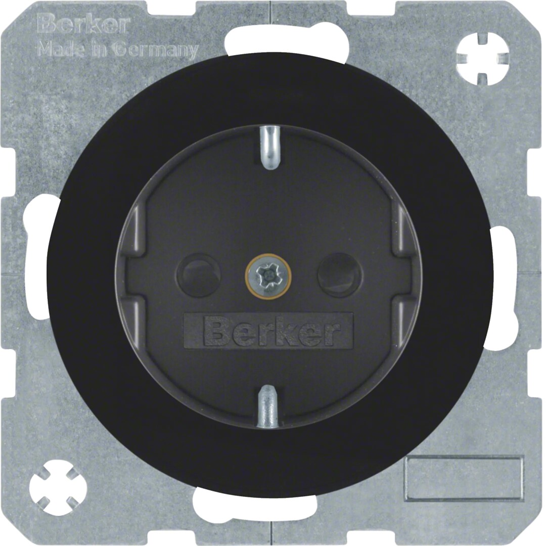 Schuko lizdas  QC „Safety Plus” Berker R1/R3/R8, juodas blizgus