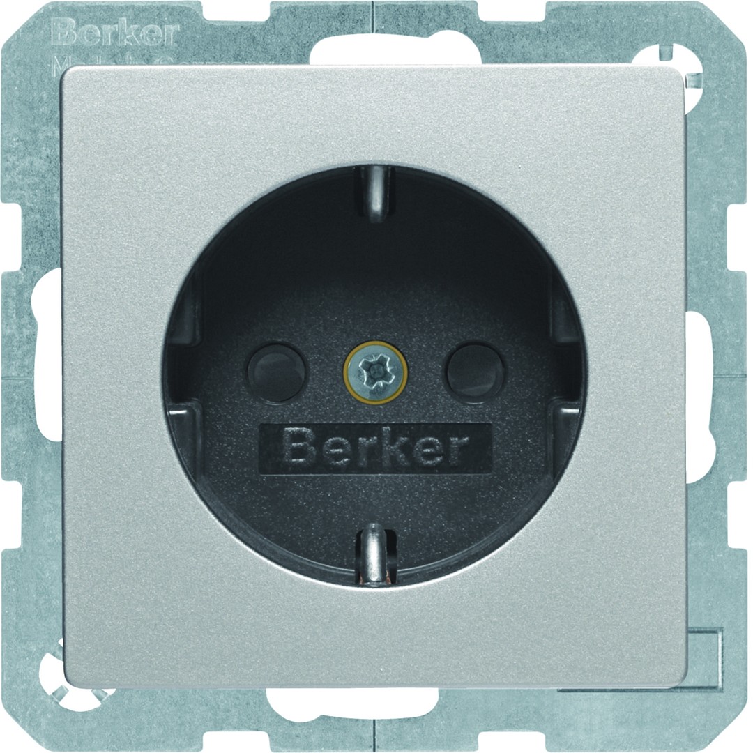 Schuko lizdas  QC "Safety Plus" Berker Q1/Q3/Q7, aliuminis matinis