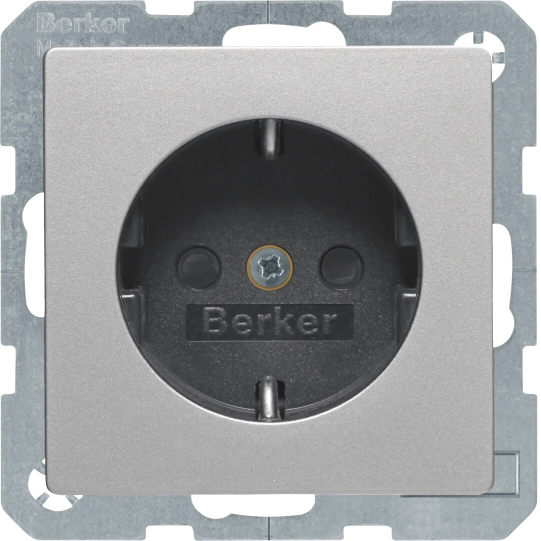 Schuko lizdas  QC "Safety Plus" Berker Q1/Q3/Q7, aliuminis matinis