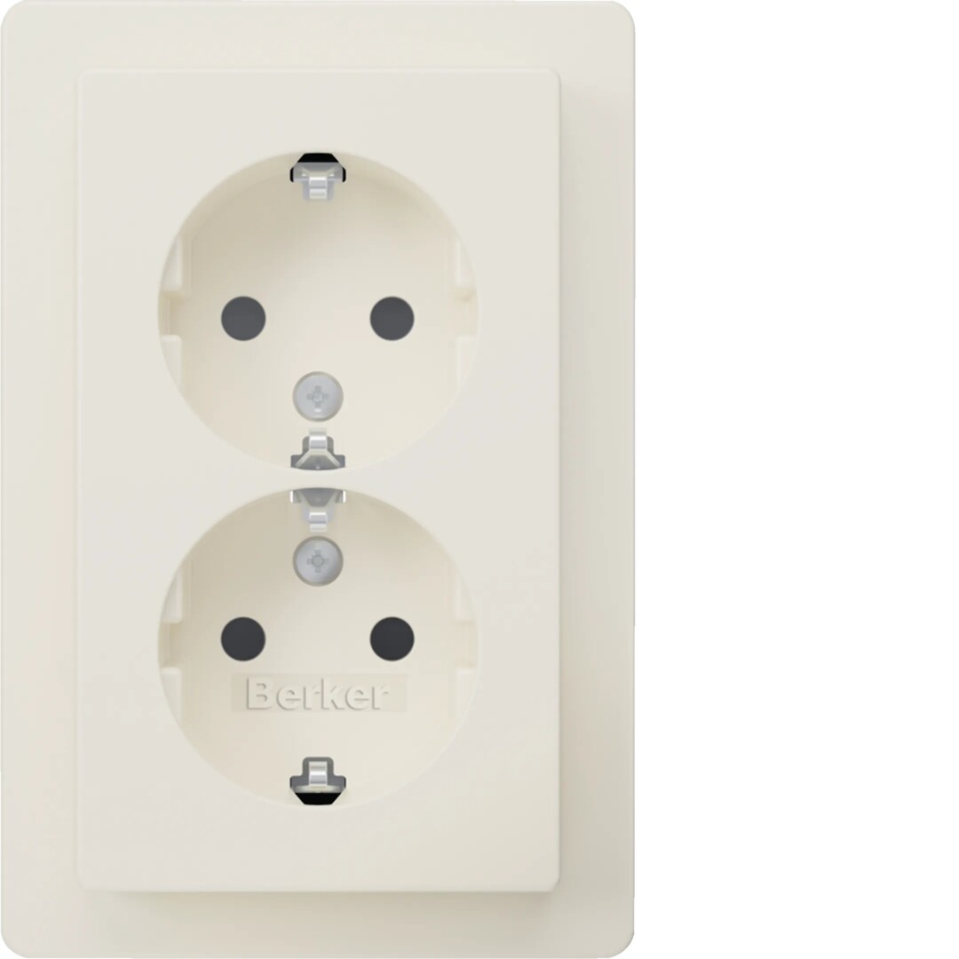 Schuko dvigubas lizdas QC "Safety Plus" Berker Q1 baltas matinis