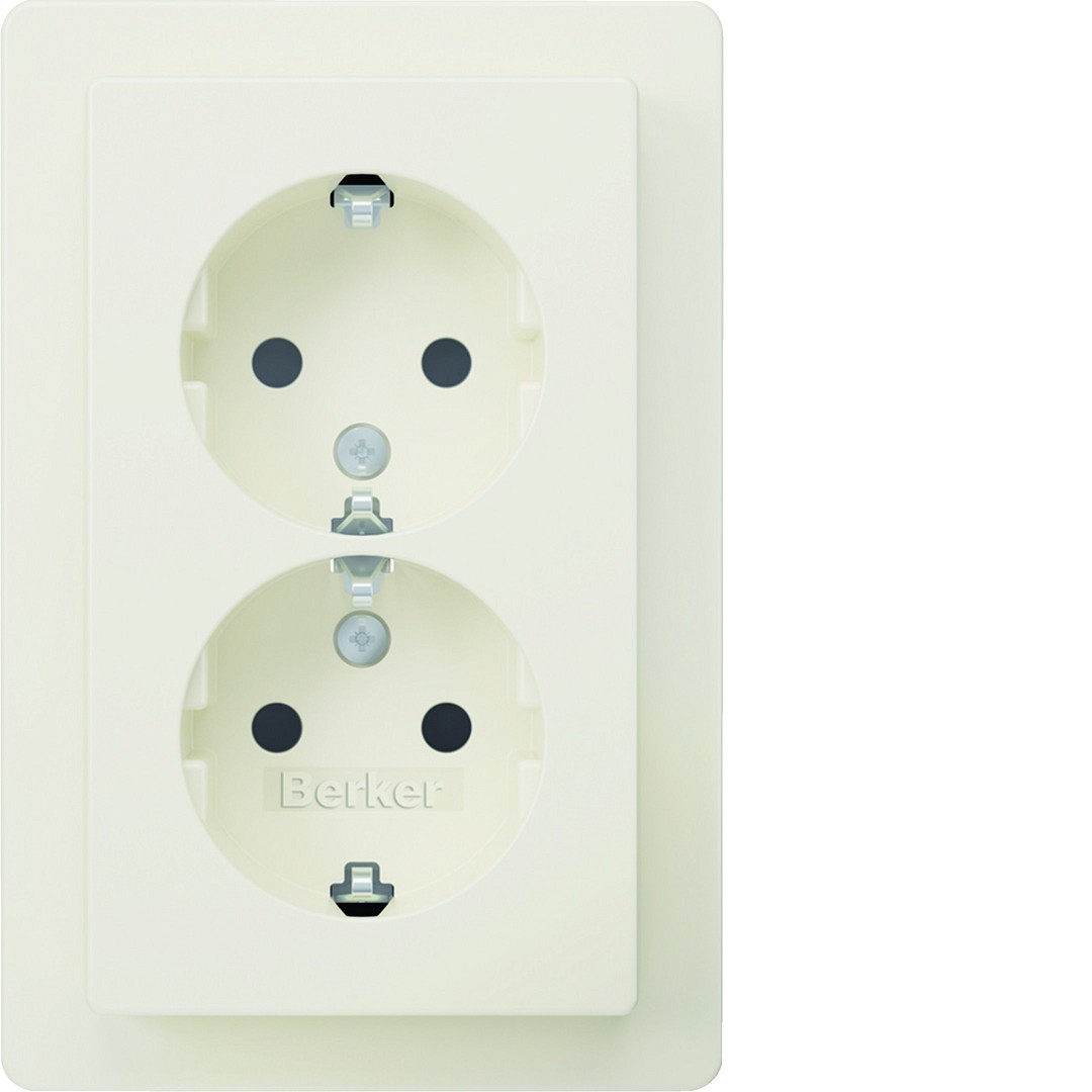 Schuko dvigubas lizdas QC "Safety Plus" Berker Q1 baltas matinis
