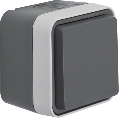 WNC160 Schuko lizdas  su dangteliu „Safety Plus“ v/t IP55 pilkas matinis