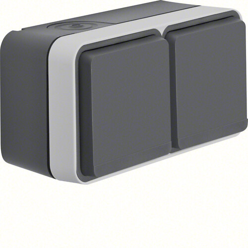 WNC162 Schuko lizdas su dangt.2-vietis „Safety Plus“ v/t IP55 pilkas matinis