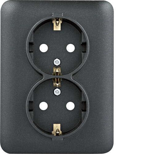 Schuko lizdas  2-vietis "Safety Plus" Lumina intense, baltas blizgus RAL9004